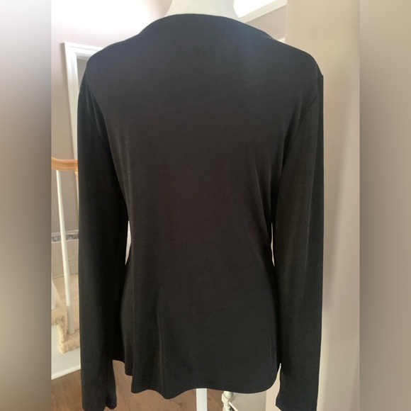 Jennifer Lopez Medium Elegant Black Long Sleeve Wrap Top, EUC, P2P 20-24 - Picture 4 of 4